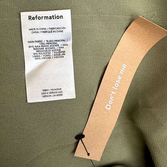 Reformation Kavi Satin Dress Artichoke - Picture 9 of 13